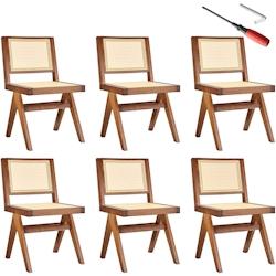 TecTake GmbH tectake Lot 6 chaises en bois avec cannage viennois design rétro chêne foncé - 405910 - beige Bois massif 405910_0