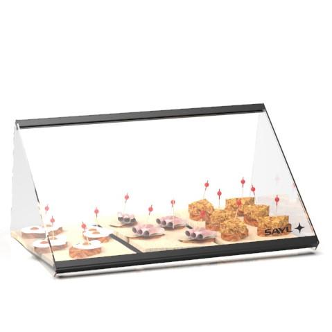 Vitrine neutre à poser PITAGORAS - 1 niveau - 555 mm - verre trempé - ESR36-S | Sayl Barcelona_0