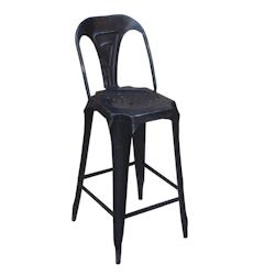 Anticline Créations Fauteuil de bar avec dossier noir usé -  44 X 47 X H106, Assise 74 cm - noir métal CD508_0