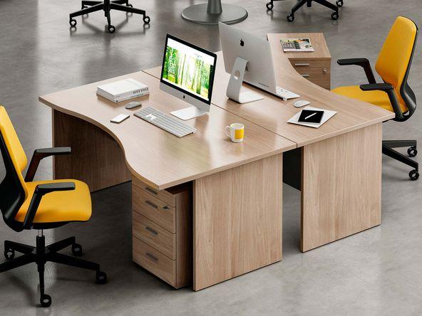 Bureau individuel vague en bois ergonomique_0