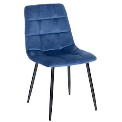 Décoshop26 - Chaise de salle à manger x1 coutures forme carrées en velours bleu pieds en métal noir 10_0001961 - bleu 3000250768443_0