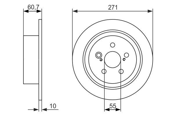 Disque de frein Bosch 0986479613 - boîte de 2 disques, montage arrière, disque plein, 5 trous, épaisseur 10 mm_0