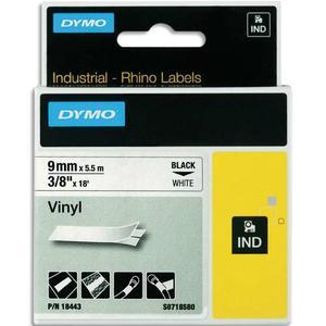 Dymo Ruban Rhino 9 mm Vinyle Noir sur Blanc 18443 - Recyclé à 45%_0