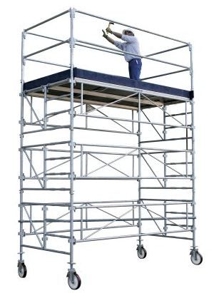 Échafaudage tour Generis 450 - Comabi SNC - acier galvanisé, plateforme large 290x142 cm, hauteur travail jusqu'à 18,30 m_0