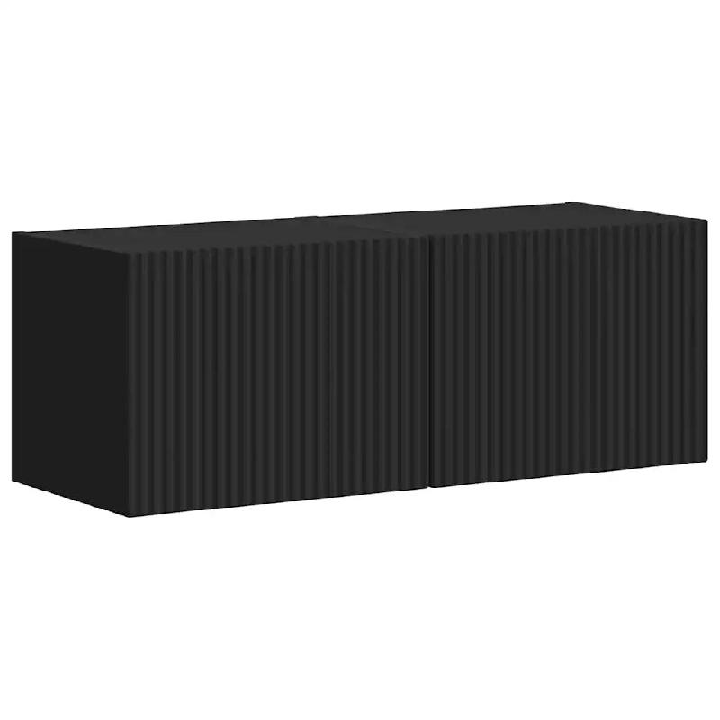Helloshop26 - Lot de 2 meubles TV muraux modernes minimalistes rangement 60 x 31 x 29 cm en bois d'ingénierie noir 02_0054872 - noir Bois massif 3000_0