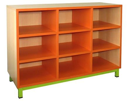 Meuble scolaire 9 cases fixes - Structure mélaminé et socle métal - Plusieurs coloris disponibles_0