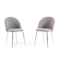 RATTATAN Lot de 2 chaises en tissu teddy d’intérieur, pieds en métal, rembourrées pour cuisine, salle à manger, bar,restaurant – Sara Teddy _0