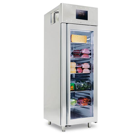 Réfrigérateur 700 litres en inox gn 2/1 avec porte en verre -2°/+8°c isolation 85 mm wifi - 700x810x2150 mm - BMA0022/FN_0