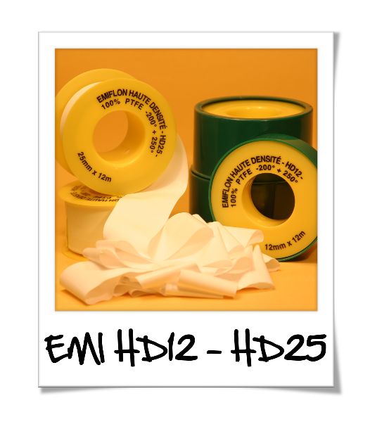 Ruban gamme EMI HD25 - 100% PTFE pur - Haute densité - Températures -200 à +250°C - Normes FDA et NF EN 751-3_0