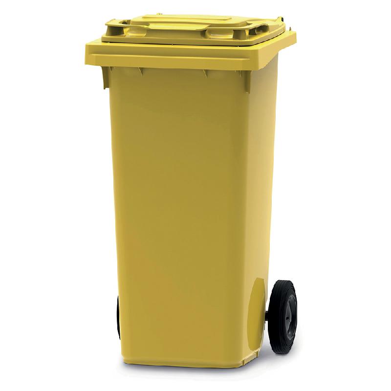 Vepa Bins Conteneur poubelle mobile 2 roues - 120 litres prise frontale - Jaune_0