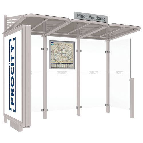 ABRI BUS CONVIVIALE 3 M CAISSON BARDAGE DROIT GRIS 7044 - PROCITY