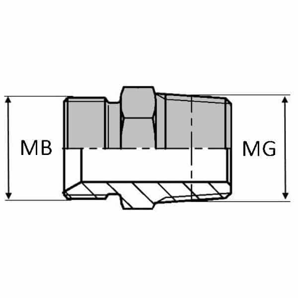 Adaptateur droit mâle BSP pour bague BS x mâle gaz conique - 1/4' , 13.15 , 1/2' , 20.95_0