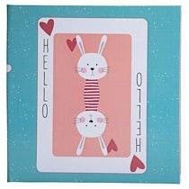 ALBUM PHOTOS LIVRE 30 PAGES BLANCHES - FORMAT 25X25CM - CARTE DE JEU - ROSE/BLEU
