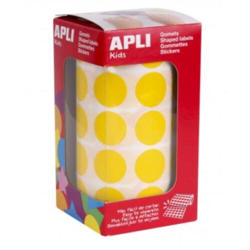 Apli 1770 gommettes rondes, diam. 20 mm, en rouleau, coloris jaune - 8410782048596_0