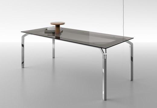 Bureau de direction en verre fumé gris, piétement chromé - YOGA - Référence 4902 FR101_0