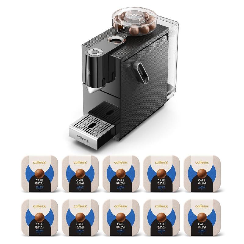CAFÉ ROYAL Machine à Café CoffeeB COSMOS + 90 Boules de Café CoffeeB Espresso Lungo - 100% Compostables - noir PAC0000299BIZ_0