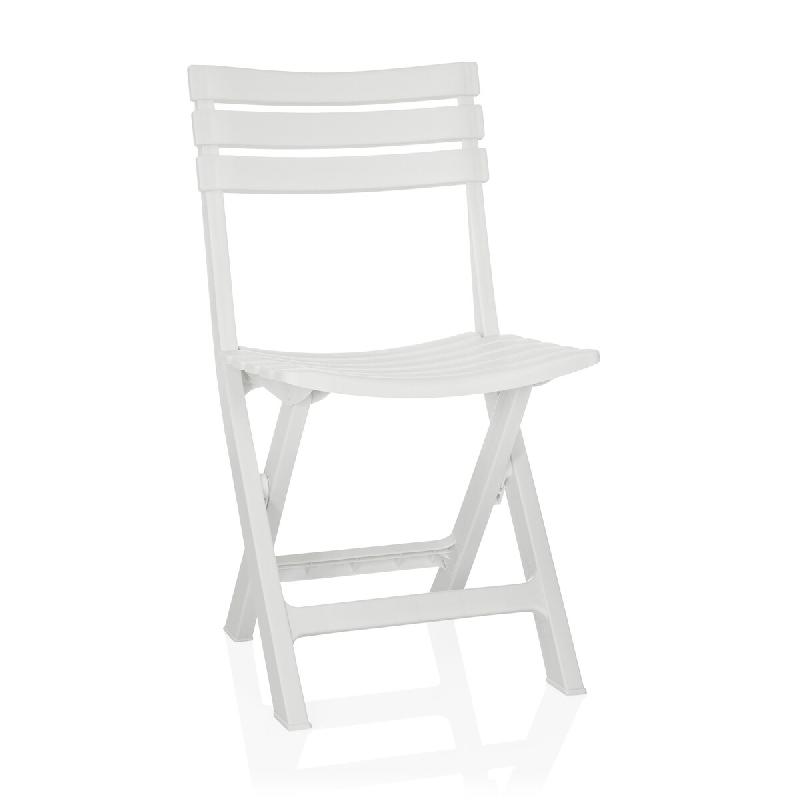 Chaise de jardin / chaise pliante TRAVANO plastique blanc hjh LIVING - blanc plastique 991205_0