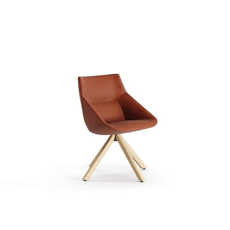 Chaise tapissée BOW pied pivotant en bois_0