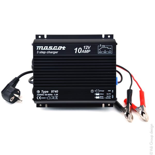 Chargeur intelligent Mascot 9740 - plomb 12V/10A 230V - pinces crocodiles_0