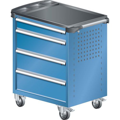A257140 - CHARIOT ATELIER REVÊTEMENT PLASTIQUE - 4 TIROIRS - BLEU - LISTA