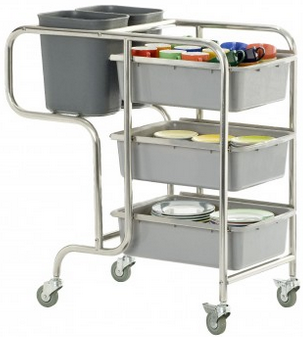 Chariot de débarrassage à 5 bacs - acier inox - 1060x580x1000 mm - 24 kg_0