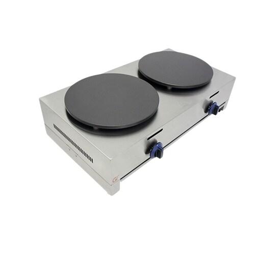 Crêpière industrielle à gaz double en fonte émaillée 260 x 890 x 490 mm | Gasfrit - gfC24C_0