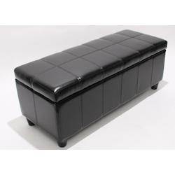 Décoshop26 - Banc banquette de rangement cuir reconstitué noir 112x45x45cm BAN04012 - noir 3000059667640_0