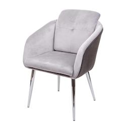 Décoshop26 - Chaise de salle à manger rembourrée en velours et PVC gris avec accoudoirs 04_0002243 - gris 3000262232697_0