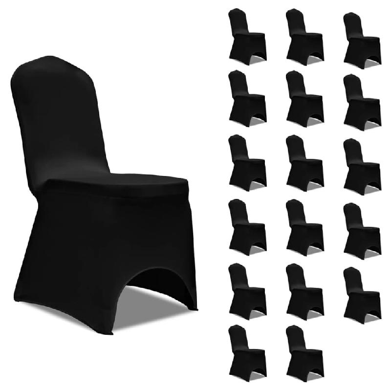 Décoshop26 - Housses élastiques de chaise Noir 18 pièces DEC022533 - noir 3001282469605_0
