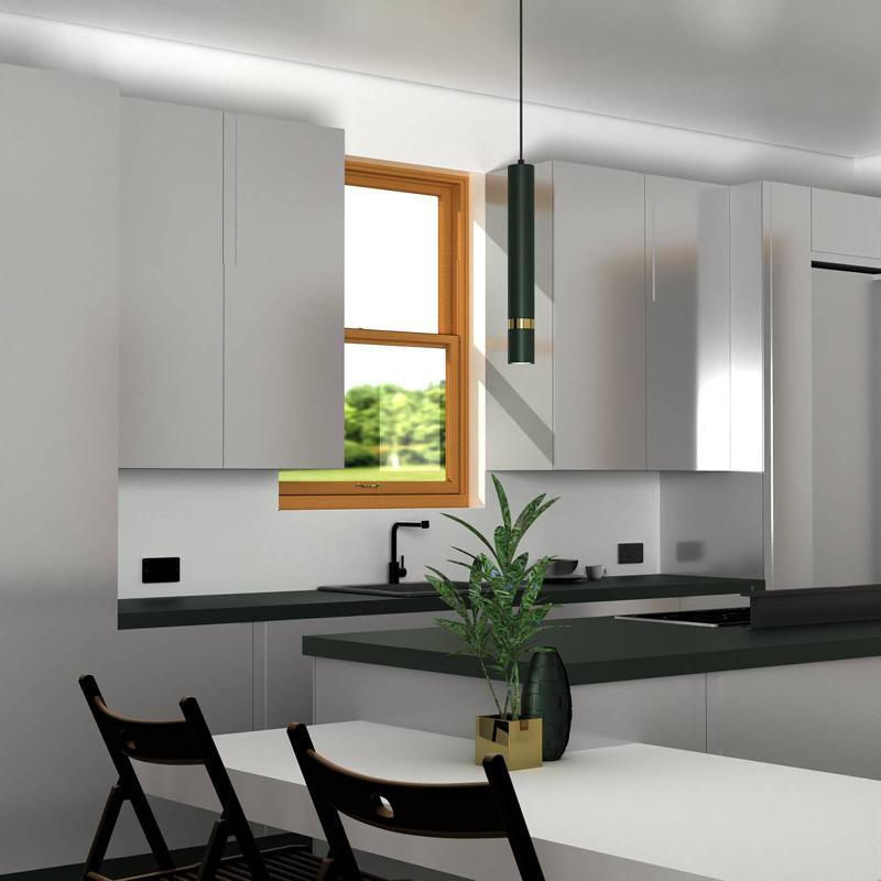 EKO-LIGHT SUSPENSION JOKER, VERT/DORÉ, À 1 LAMPE