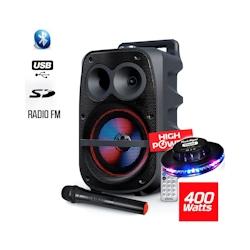 Enceinte Mobile 400W SONO DJ High Power Autonome sur Batterie LED RVB sur Batterie - USB/SD/BT/FM + Micro VHF + Jeu UFO Ovni - 3701123942013_0