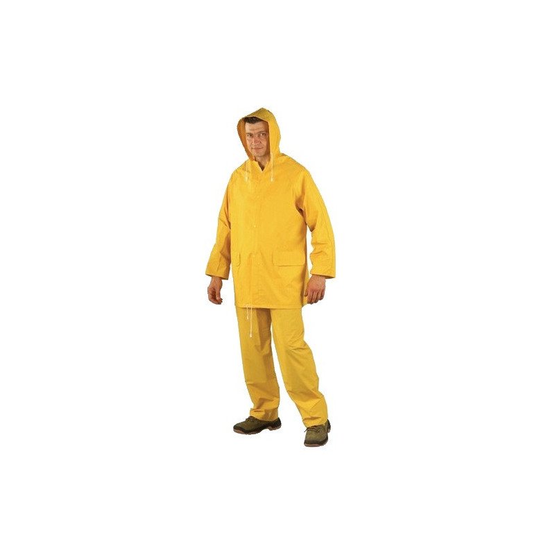 ENSEMBLE DE PLUIE VESTE ET PANTALON DOUBLE ENDUCTION PVC JAUNE TXL - 50212