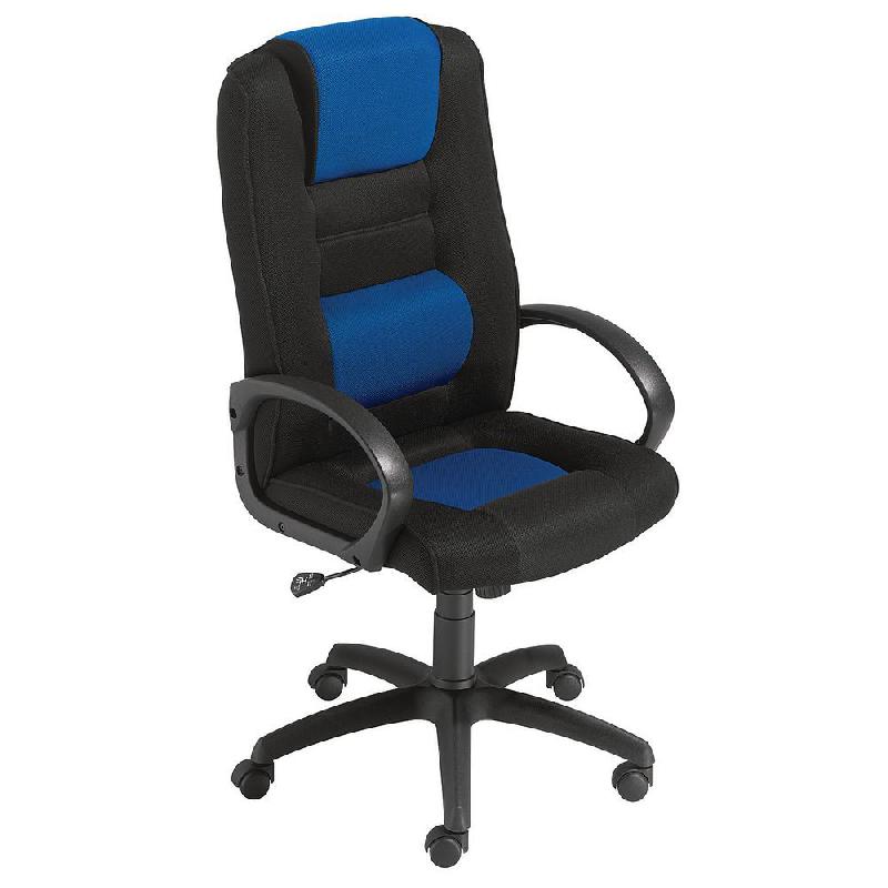 FAUTEUIL DIRECTION CAPITAL CONFORT TISSU REMBOURRÉ  HAUTEUR DOSSIER 74 CM NOIR / BLEU