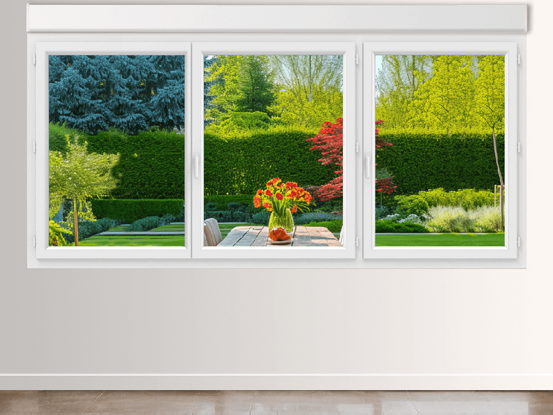 Fenêtre PVC 3 Vantaux VEKA Ouvrants (Seul à Droite) avec Volet Roulant Motorisé (Somfy ou Simu) ou Manuel Intégré Sur Mesure Référence: Fen PVC 3 vtx seul droit + VRI_0
