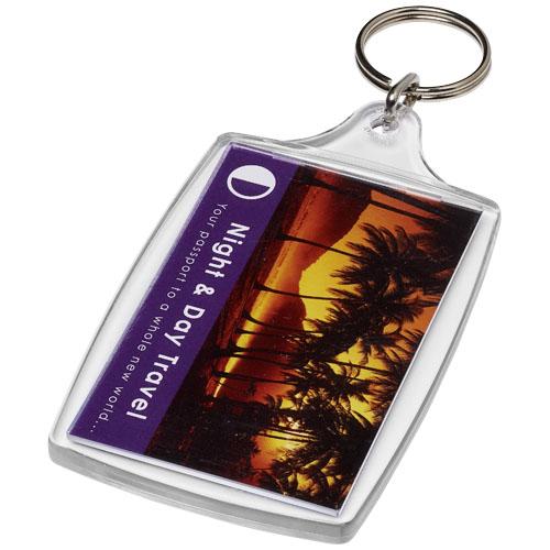 Grand porte-clés L4 Orca - transparent avec anneau métallique plat - insert 7x4,5 cm - plastique GPPS_0