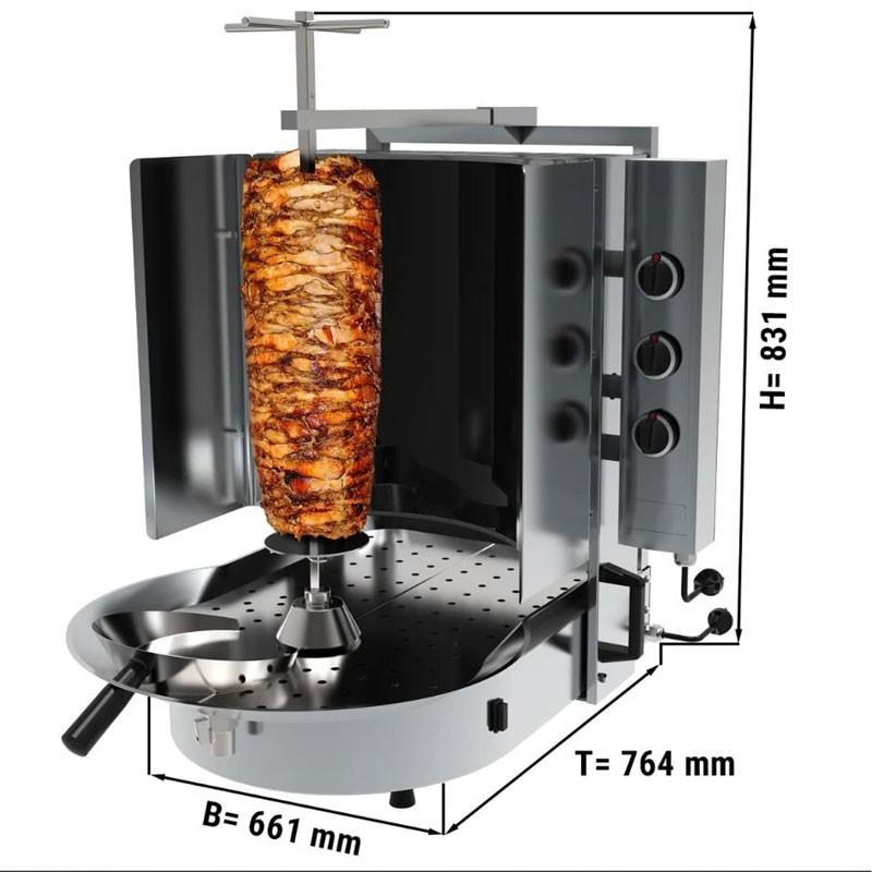 Grill Döner kebab gaz 6 brûleurs max 60 kg avec verre Robax - moteur en bas_0