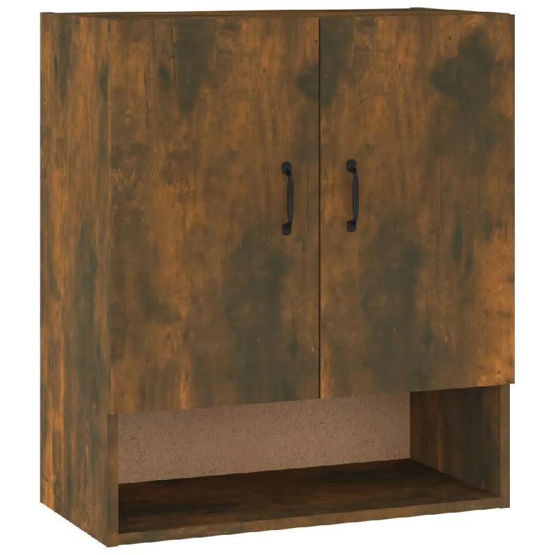 Helloshop26 - Armoire murale pratique avec 2 portes et étagère ouverte 60 x 31 x 70 cm en bois d'ingénierie chêne fumé 02_0048337 - vert Bois mas_0