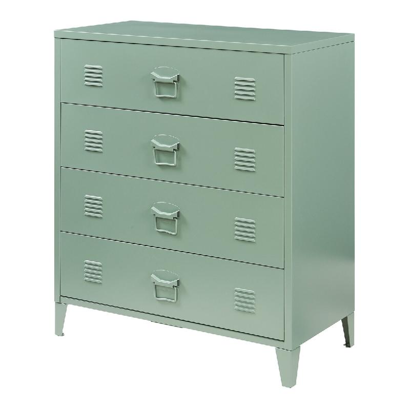Helloshop26 - Commode meuble de rangement pratique entrée salon chambre métallique avec 4 tiroirs acier 92 x 80 x 40 cm vert mat 03_0009308 - vert m_0