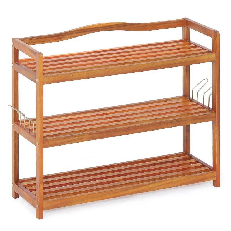 Helloshop26 - Étagère à chaussures 74 x 26 x 62 cm capacité de 18 paires design moderne en acacia marron rougeâtre 20_0014796 - rouge métal 3000_0