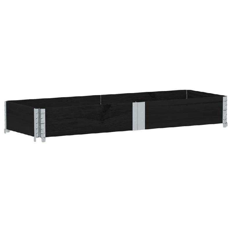 Helloshop26 - Jardinière bac lit surélevé plantes fleurs terrasse jardin 150 x 50 cm bois massif de pin noir 02_0037439 - noir métal 3000217849642_0