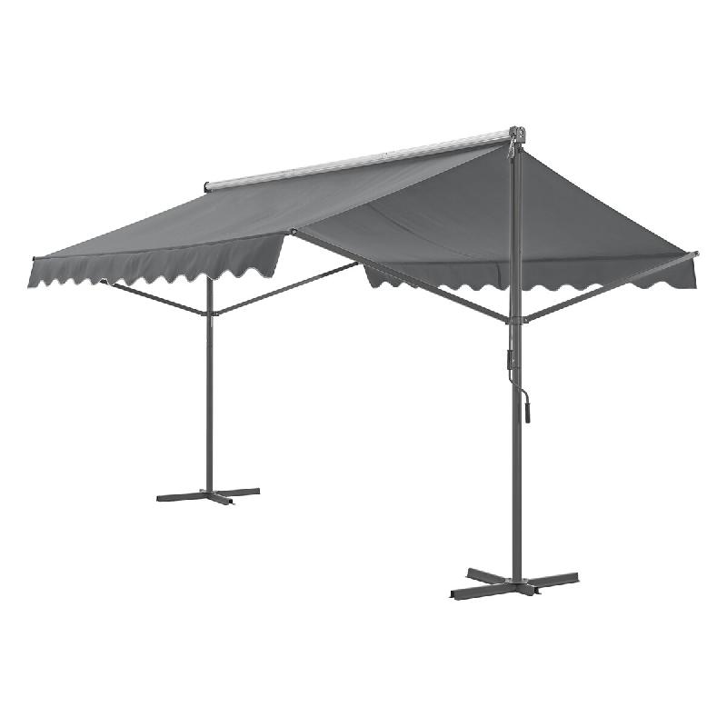 Helloshop26 - Store banne autoportant à double pente 600 x 300 x 260 cm gris foncé 03_0008297 - gris aluminium 3001924982721_0