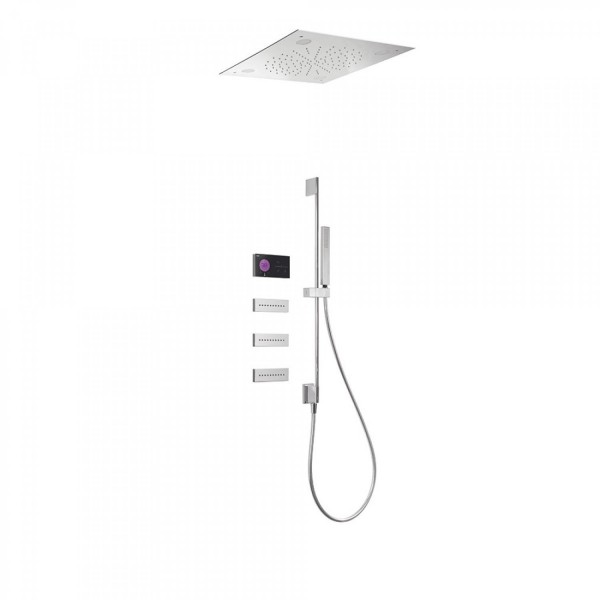 KIT DE DOUCHE THERMOSTATIQUE ÉLECTRONIQUE ET ENCASTRÉ SHOWER TECHNOLOGY CHROMOTHERAPY AVEC CONTRÔLE ÉLECTRONIQUE COMPRIS (NOIR)