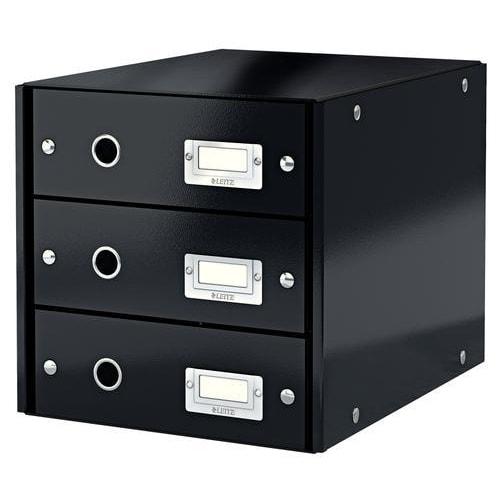 Leitz module de classement 3 tiroirs WOW - Carton recouvert de polypropylène - Coloris noir_0