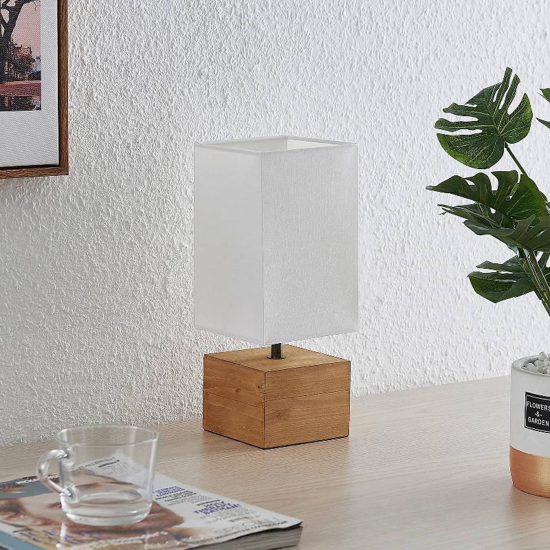 LINDBY ARBIN LAMPE À POSER PIED EN BOIS, CARRÉE