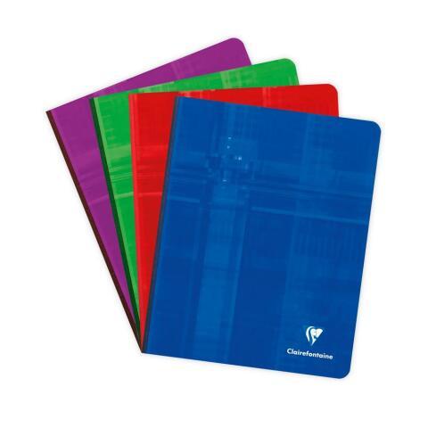 LOT DE 5 - CAHIER BROCHURE DOS TOILÉ 16,5X21CM 192 PAGES PETITS CARREAUX + MARGE - ASSORTIS