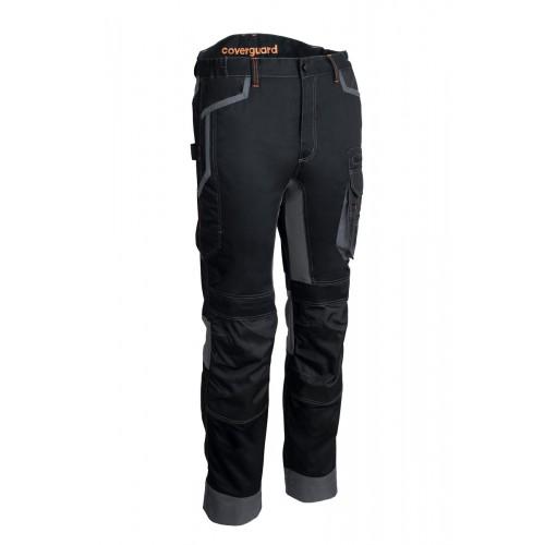 PANTALON DE TRAVAIL RENFORCÉ STRETCH MULTIPOCHES BARU NOIR ET ORANGE S COVERGUARD