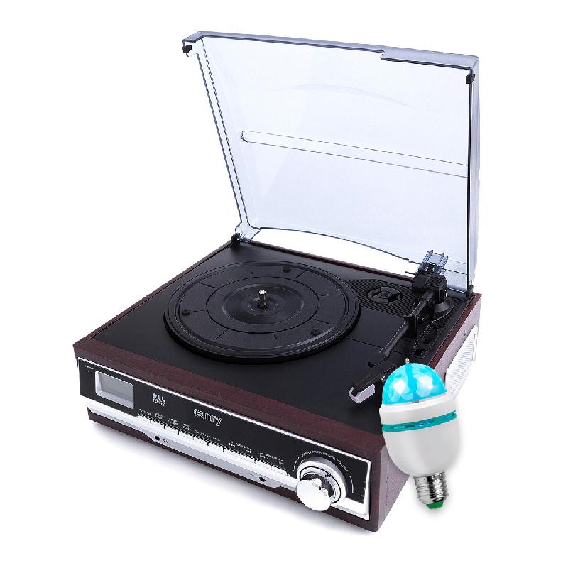 Pickering Platine vinyle Tourne Disques CR1113 33/45/78 RPM - avec radio - Haut-parleur intégré - Fonction horloge et minuterie, DIAMS LED - 3666638_0