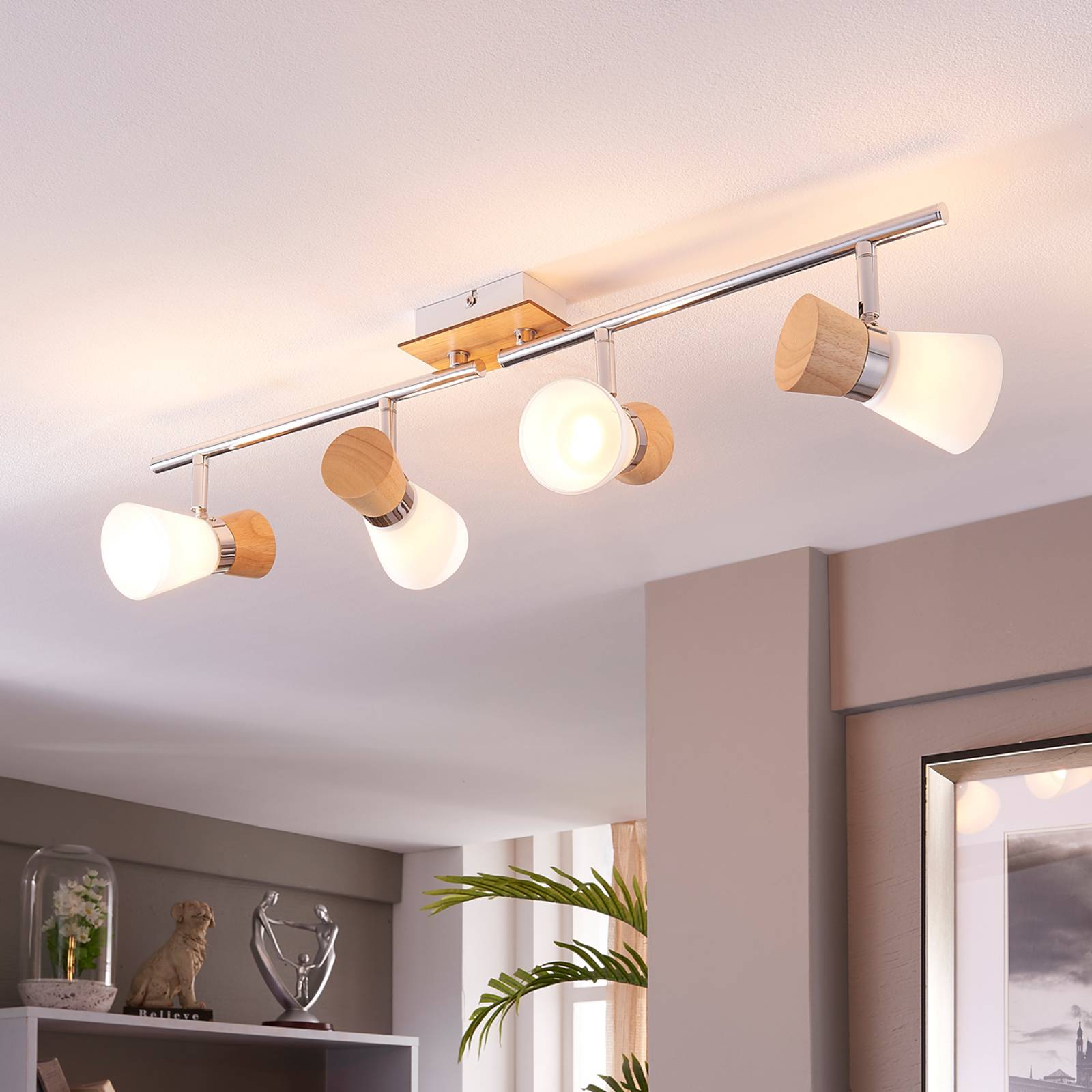 LINDBY PLAFONNIER EN BOIS À 4 LAMPES VIVICA