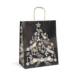 Sac Corben Noir kraft blanc poignées torsadées 26+12x32cm par 250 - 3700481692219_0