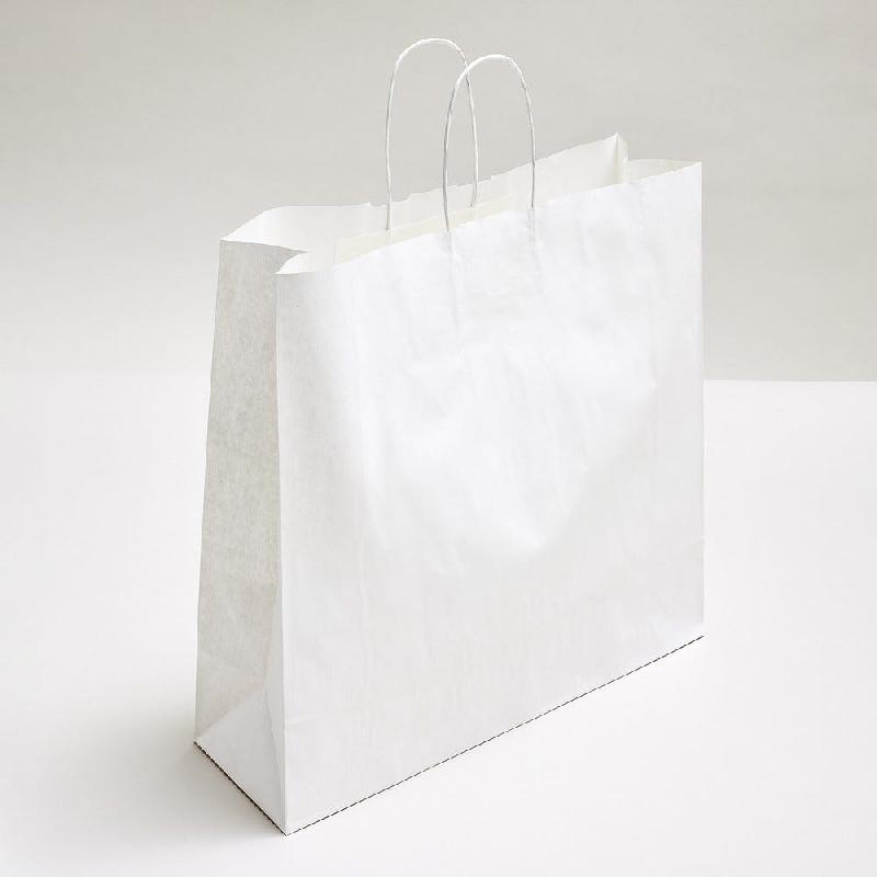 Sac kraft vergé recyclé poignées torsadées blanc  40X15X45 cm - par 50_0